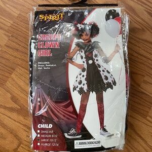 Kids SPIRIT HALLOWEEN Creepy Clown Girl costume Size 10-12